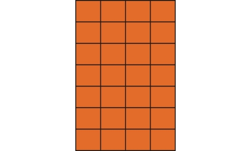 Etykiety samoprzylepne pomarańczowe fluorescencyjne na arkuszach A4 klej standardowy  52,5x42,4